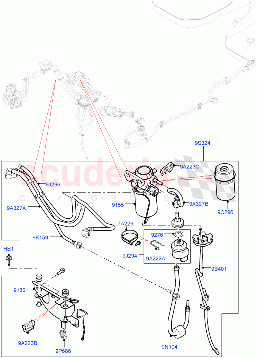 Fuel Lines (Front) (4.4L DOHC DITC V8 Diesel) of Land Rover Land Rover Range Rover Sport (2014+) [4.4 DOHC Diesel V8 DITC]