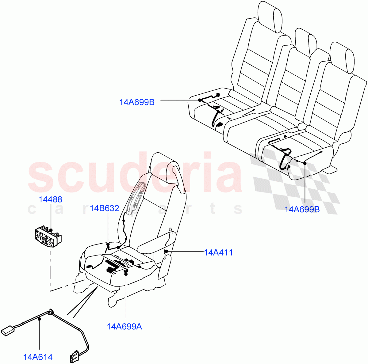 Electrical Wiring - Body And Rear (Seats) ((V) FROMAA000001) of Land Rover Land Rover Discovery 4 (2010-2016) [3.0 DOHC GDI SC V6 Petrol]