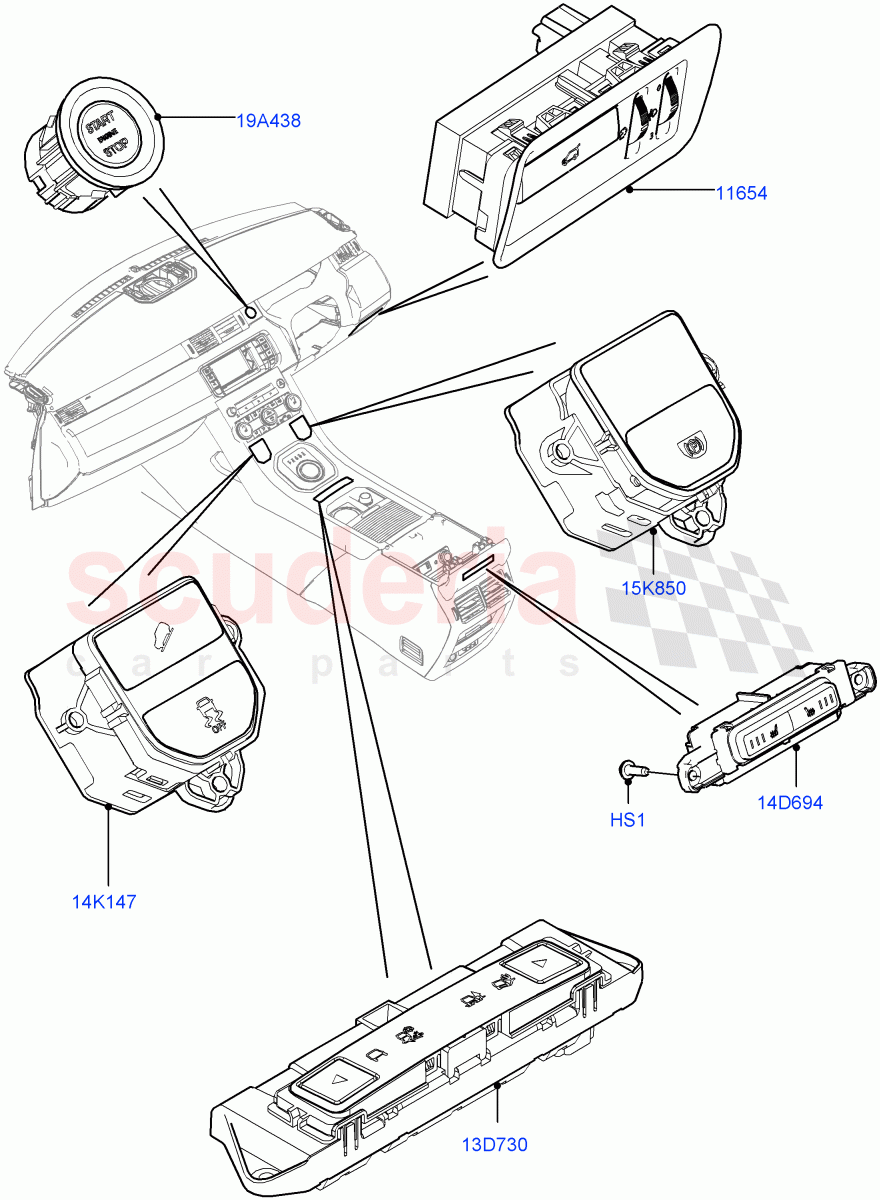 Switches (Facia And Console) (Changsu (China)) ((V) FROMEG000001) of Land Rover Land Rover Range Rover Evoque (2012-2018) [2.0 Turbo Petrol GTDI]