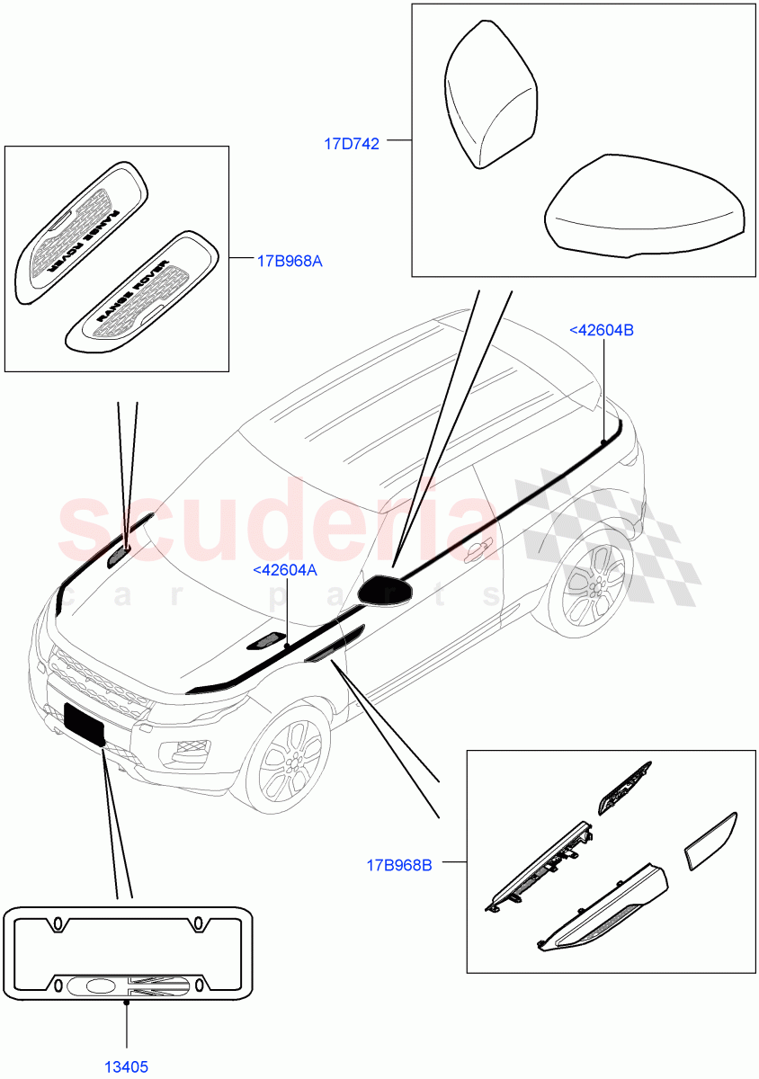 Exterior Body Styling Items (Accessory) (Halewood (UK), Itatiaia (Brazil)) of Land Rover Land Rover Range Rover Evoque (2012-2018) [2.2 Single Turbo Diesel]