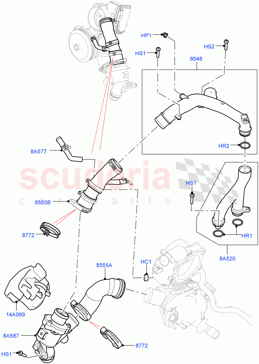 Thermostat/Housing & Related Parts (5.0L P AJ133 DOHC CDA S/C Enhanced) ((V) FROMJA000001) of Land Rover Land Rover Range Rover (2012-2021) [5.0 OHC SGDI SC V8 Petrol]