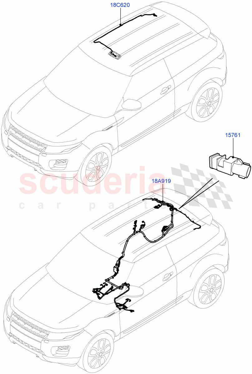 Electrical Wiring - Body And Rear (Audio/Navigation/Entertainment) (5 Door, Itatiaia (Brazil)) ((V) FROMGT000001) of Land Rover Land Rover Range Rover Evoque (2012-2018) [2.0 Turbo Diesel]