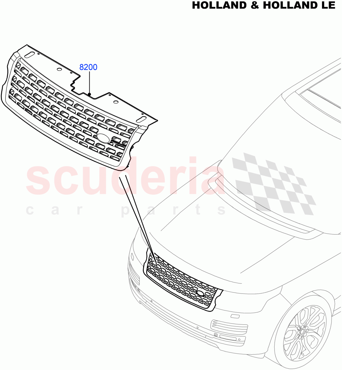 Radiator Grille And Front Bumper (Holland & Holland LE) ((V) FROMFA000001, (V) TOHA999999) of Land Rover Land Rover Range Rover (2012-2021) [3.0 I6 Turbo Diesel AJ20D6]