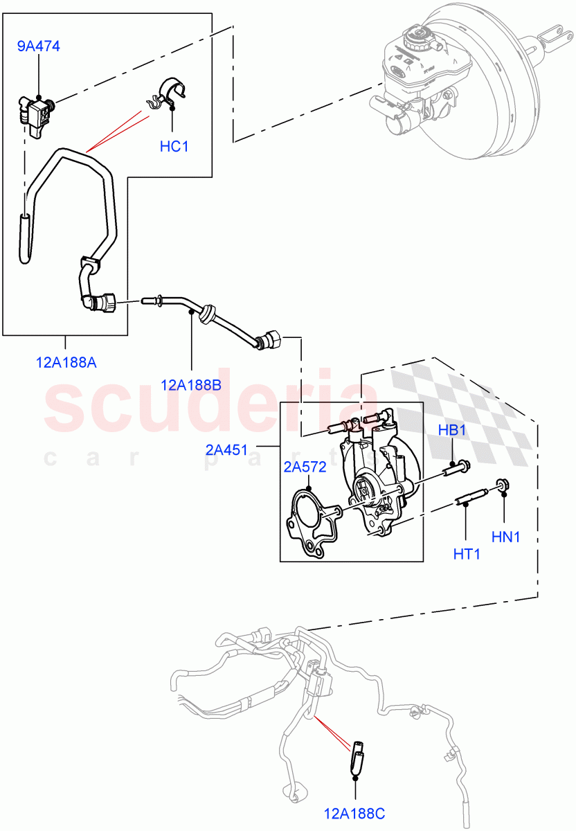 Vacuum Control And Air Injection (Vacuum Pump And Hoses, Solihull Plant Build) (3.0 V6 Diesel, 8 Speed Auto Trans ZF 8HP70 4WD, RHD) ((V) FROMHA000001) of Land Rover Land Rover Discovery 5 (2017+) [3.0 Diesel 24V DOHC TC]
