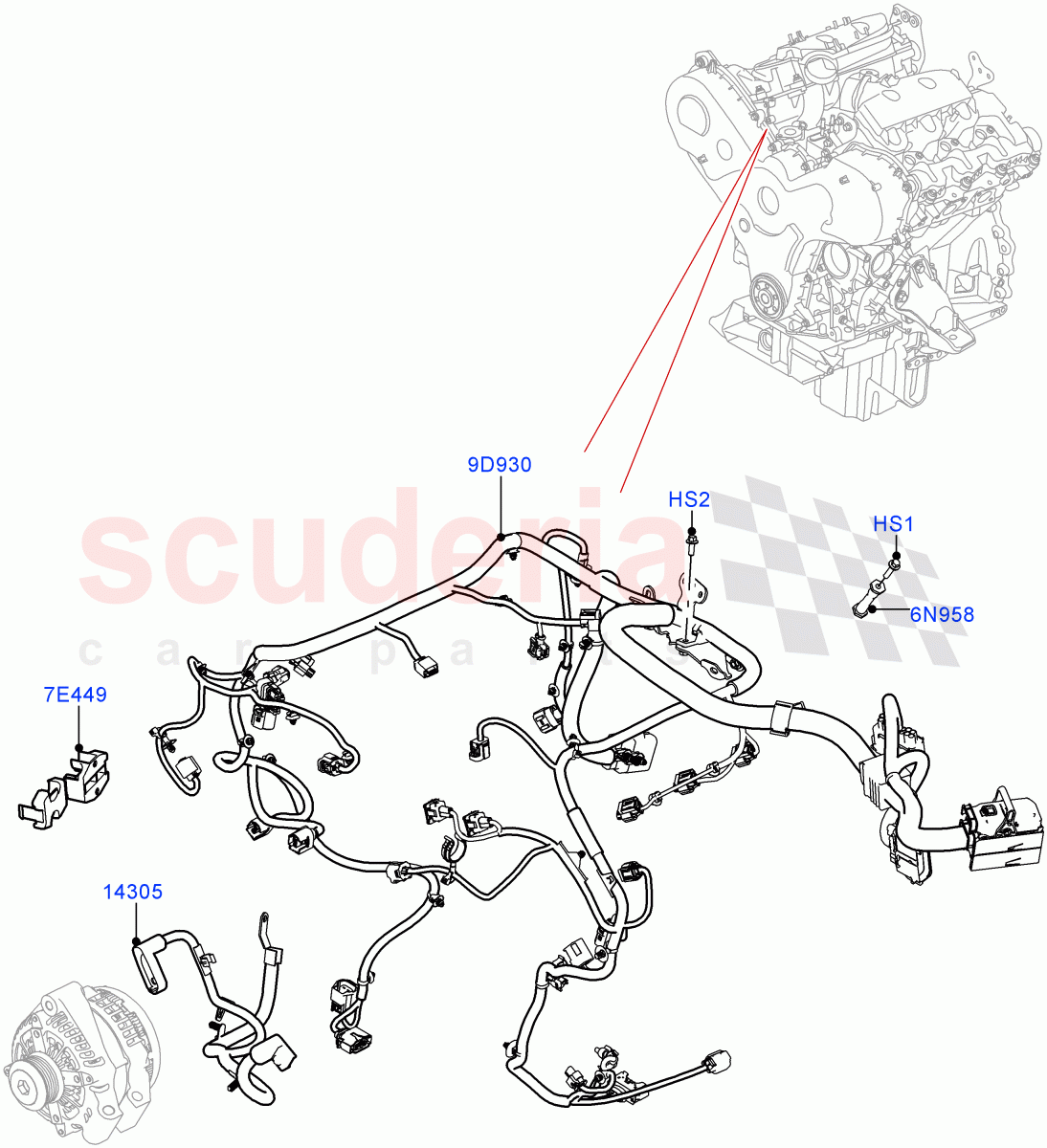 Electrical Wiring - Engine And Dash (3.0 V6 D Low MT ROW) ((V) FROMHA000001) of Land Rover Land Rover Range Rover Sport (2014+) [2.0 Turbo Petrol GTDI]