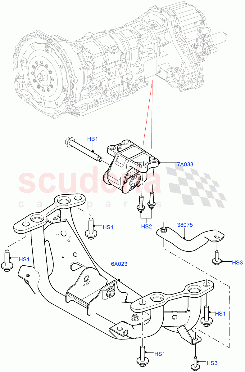 Transmission Mounting (2.0L I4 High DOHC AJ200 Petrol) ((V) FROMJA000001) of Land Rover Land Rover Range Rover Sport (2014+) [2.0 Turbo Diesel]