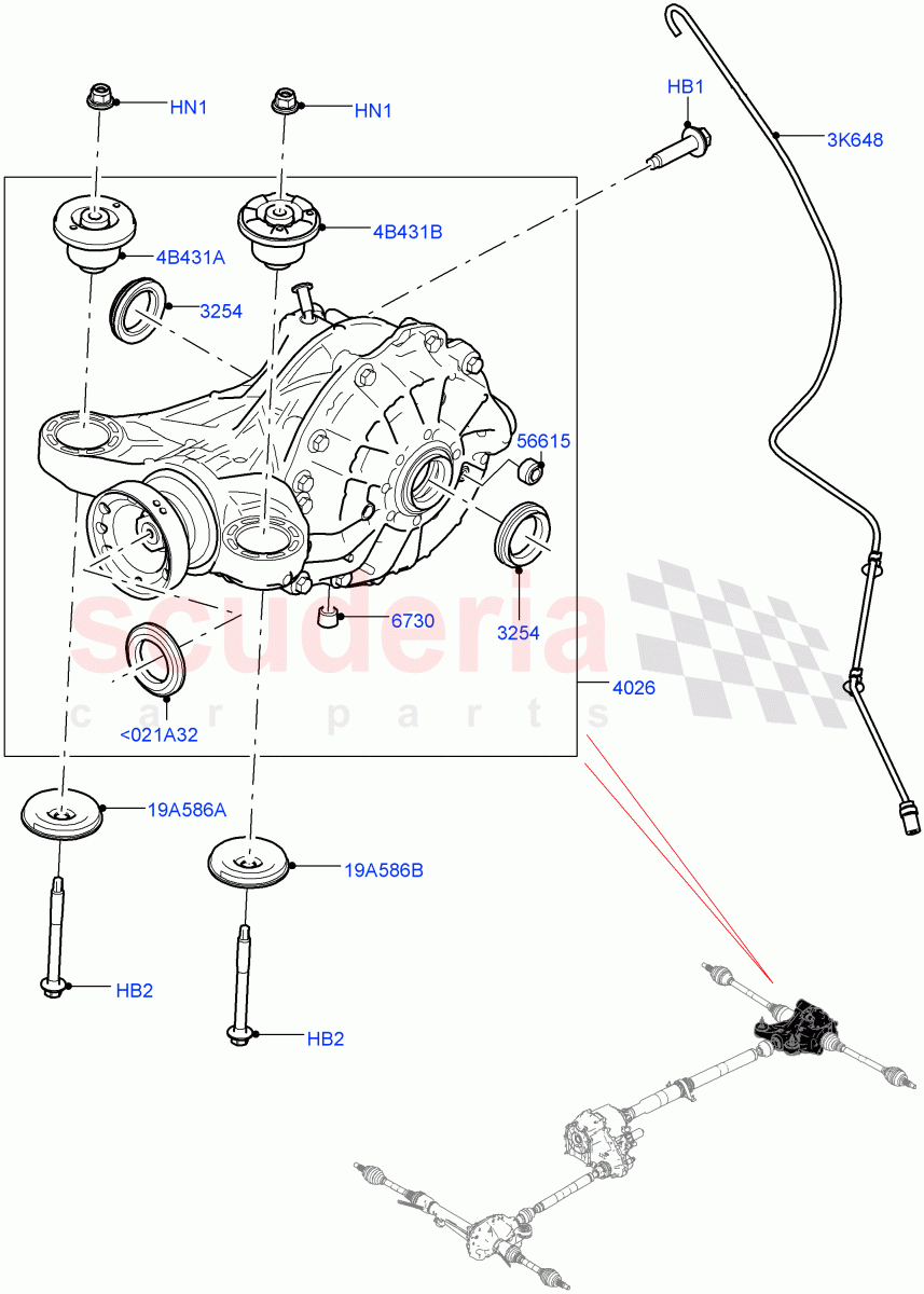 Rear Axle (2.0L I4 DSL HIGH DOHC AJ200, Rear Axle Open Style Differential) ((V) FROMHA000001) of Land Rover Land Rover Range Rover Sport (2014+) [3.0 DOHC GDI SC V6 Petrol]