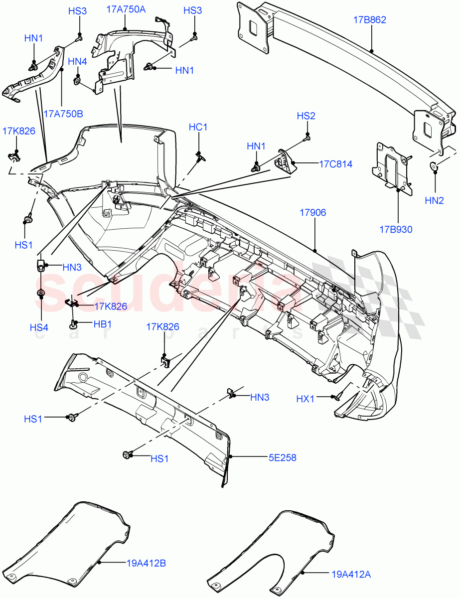 Rear Bumper (Itatiaia (Brazil), Non Sport/Dynamic) ((V) FROMGT000001) of Land Rover Land Rover Range Rover Evoque (2012-2018) [2.0 Turbo Petrol GTDI]