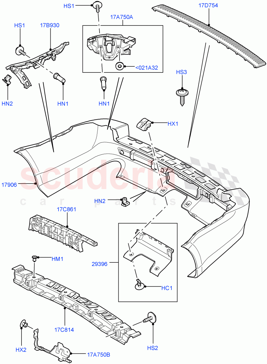 Rear Bumper ((V) TO9A999999) of Land Rover Land Rover Range Rover Sport (2005-2009) [3.6 V8 32V DOHC EFI Diesel]