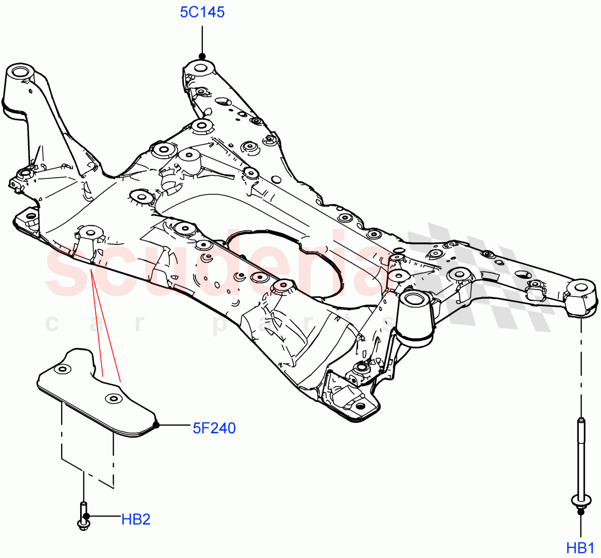 Front Cross Member & Stabilizer Bar (Crossmember) (Itatiaia (Brazil)) of Land Rover Land Rover Range Rover Evoque (2019+) [2.0 Turbo Diesel AJ21D4]