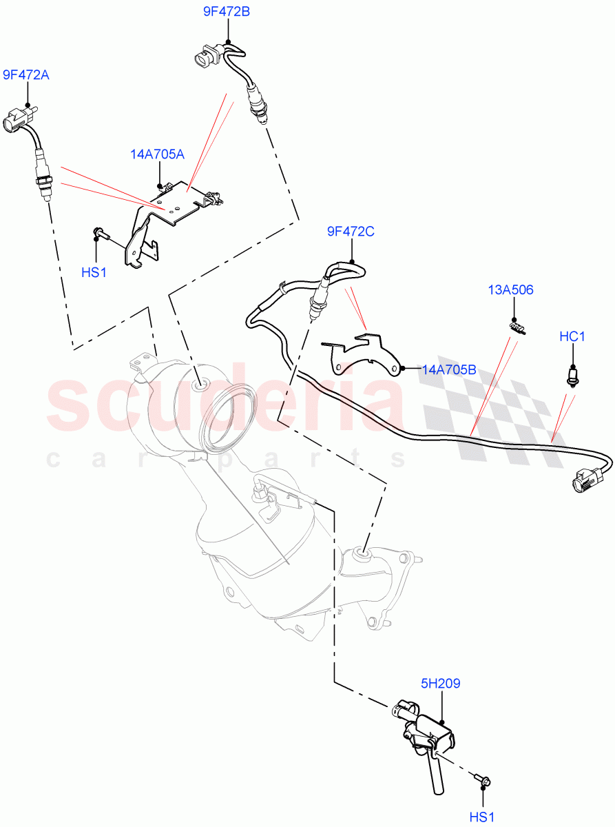 Exhaust Sensors And Modules (2.0L AJ20P4 Petrol Mid PTA, EU6C Emission, Halewood (UK), 2.0L AJ20P4 Petrol High PTA, Beijing 6 Petrol Emission, Bharat VI Emission, EU6D - Final (Petrol) Emission) of Land Rover Land Rover Discovery Sport (2015+) [2.0 Turbo Petrol AJ200P]