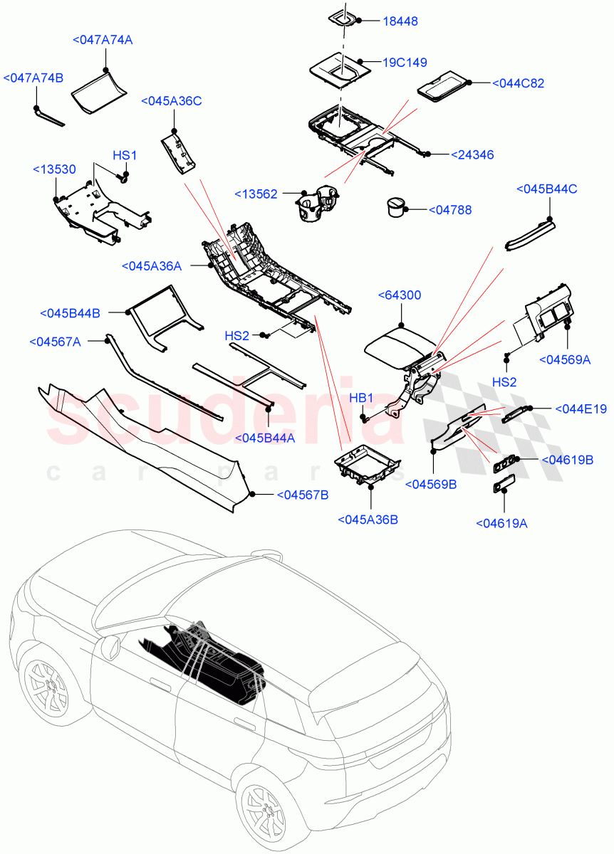Console - Floor (External Components) (Changsu (China)) ((V) TOMG575834) of Land Rover Land Rover Range Rover Evoque (2019+) [2.0 Turbo Diesel]