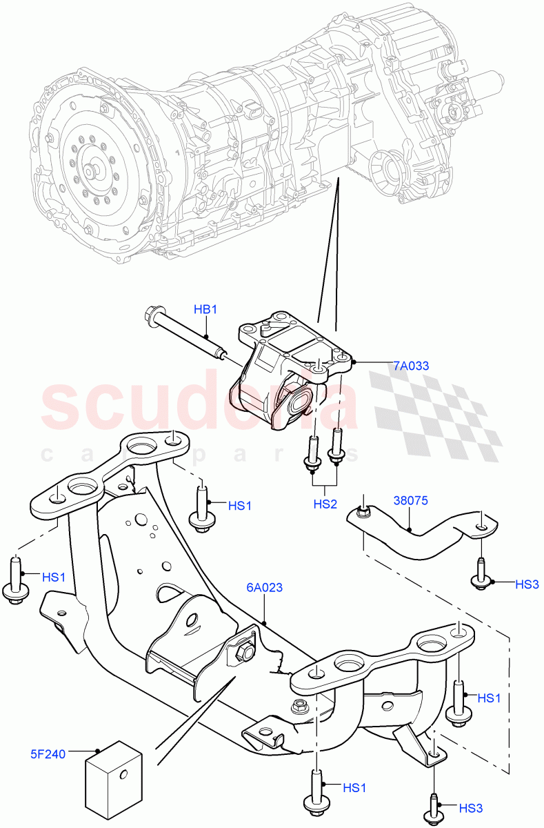 Transmission Mounting (3.0L DOHC GDI SC V6 PETROL) of Land Rover Land Rover Range Rover Sport (2014+) [4.4 DOHC Diesel V8 DITC]