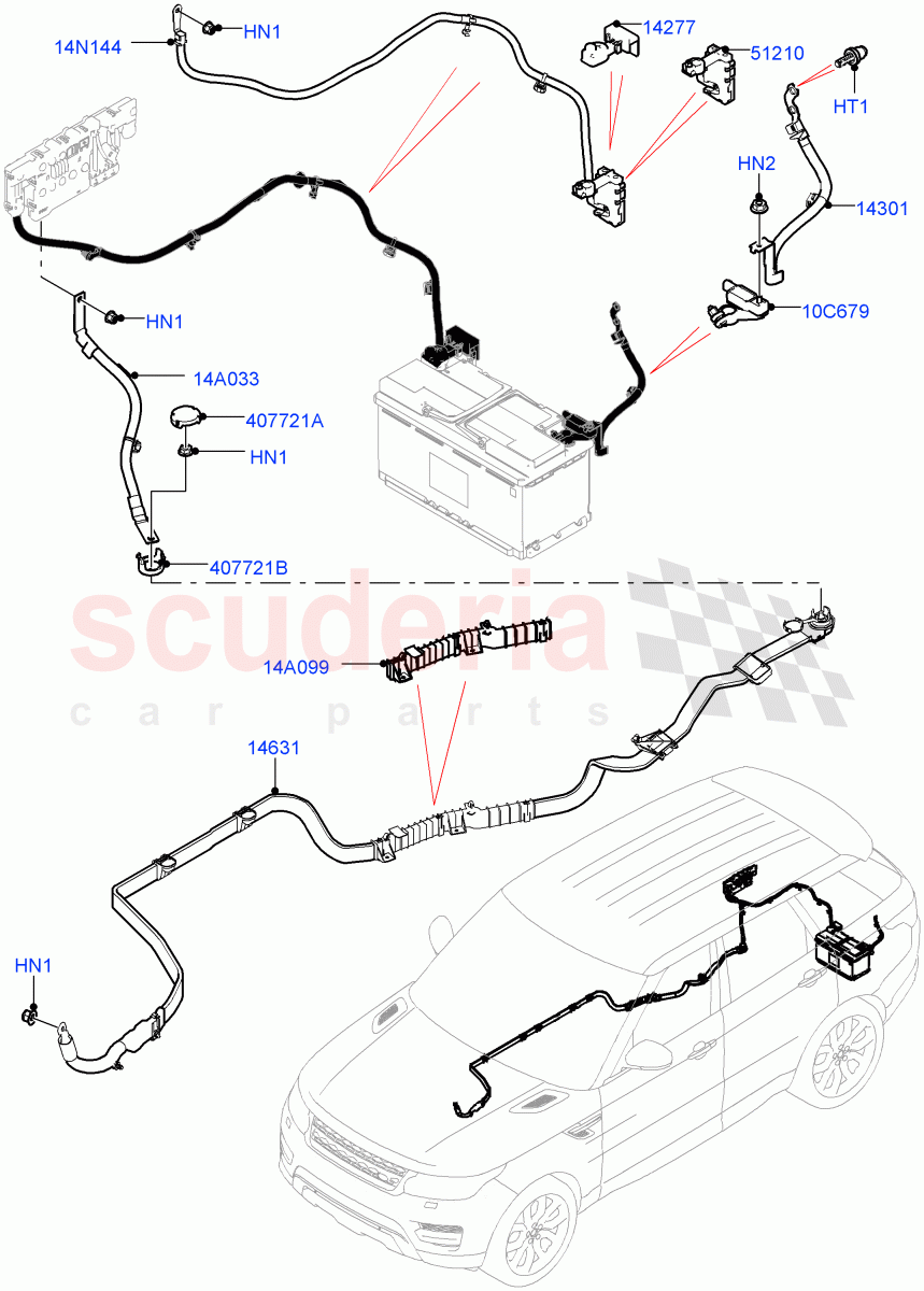 Battery Cables And Horn (Battery Cables) ((V) FROMJA000001) of Land Rover Land Rover Range Rover Sport (2014+) [2.0 Turbo Petrol AJ200P]