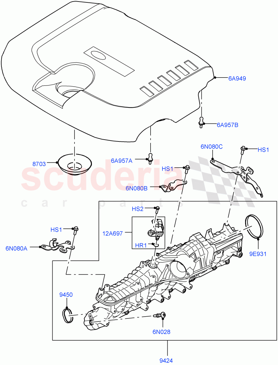 Inlet Manifold (Nitra Plant Build) (3.0L AJ20D6 Diesel High) ((V) FROMM2000001) of Land Rover Land Rover Discovery 5 (2017+) [3.0 I6 Turbo Diesel AJ20D6]