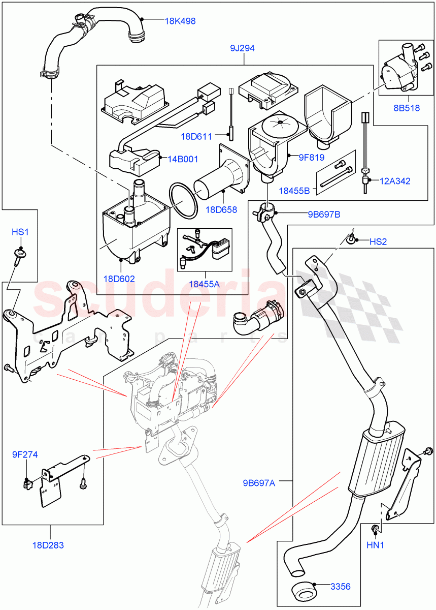 Auxiliary Fuel Fired Pre-Heater (Heater Components) (3.0L DOHC GDI SC V6 PETROL, With Fresh Air Heater) ((V) TOHA999999) of Land Rover Land Rover Range Rover Sport (2014+) [4.4 DOHC Diesel V8 DITC]