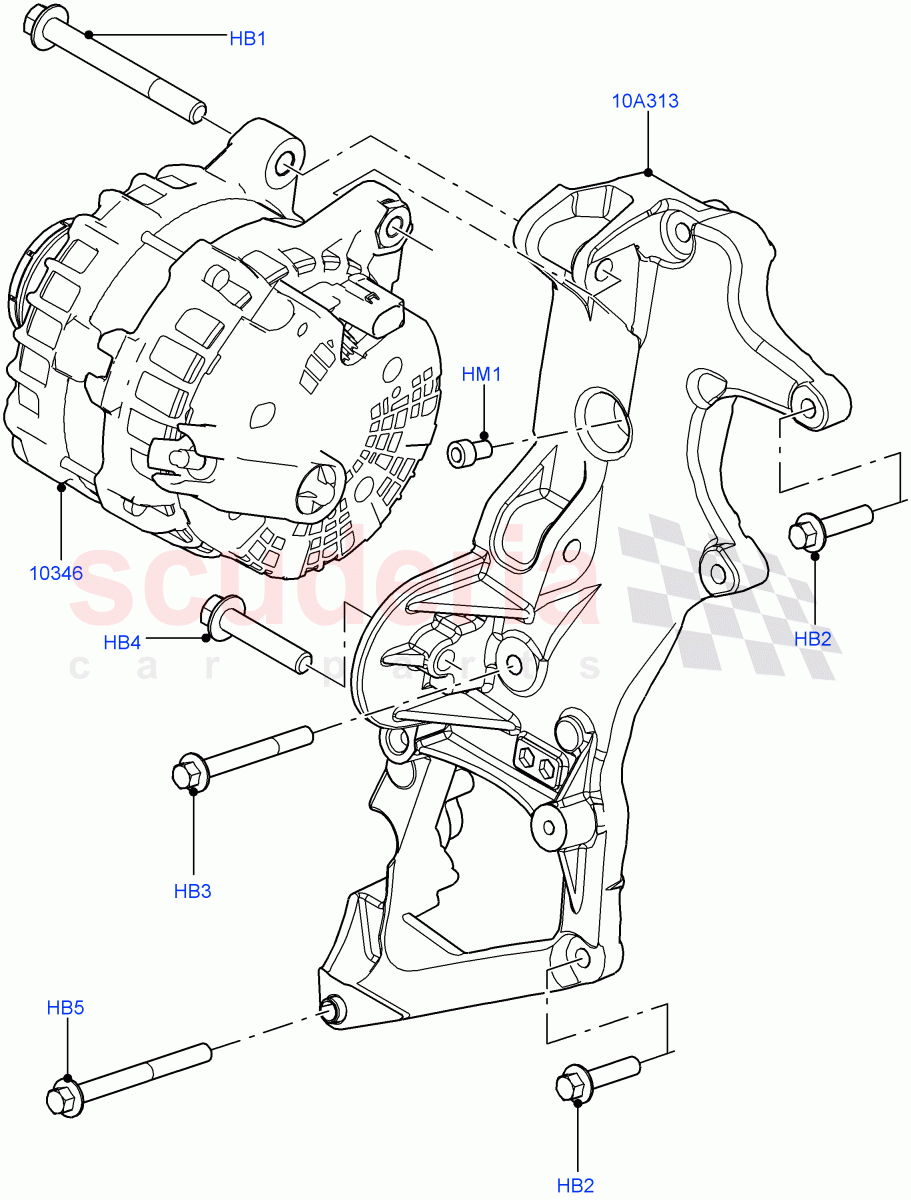 Alternator And Mountings (2.2L CR DI 16V Diesel, Halewood (UK)) ((V) FROMEH000001) of Land Rover Land Rover Range Rover Evoque (2012-2018) [2.2 Single Turbo Diesel]