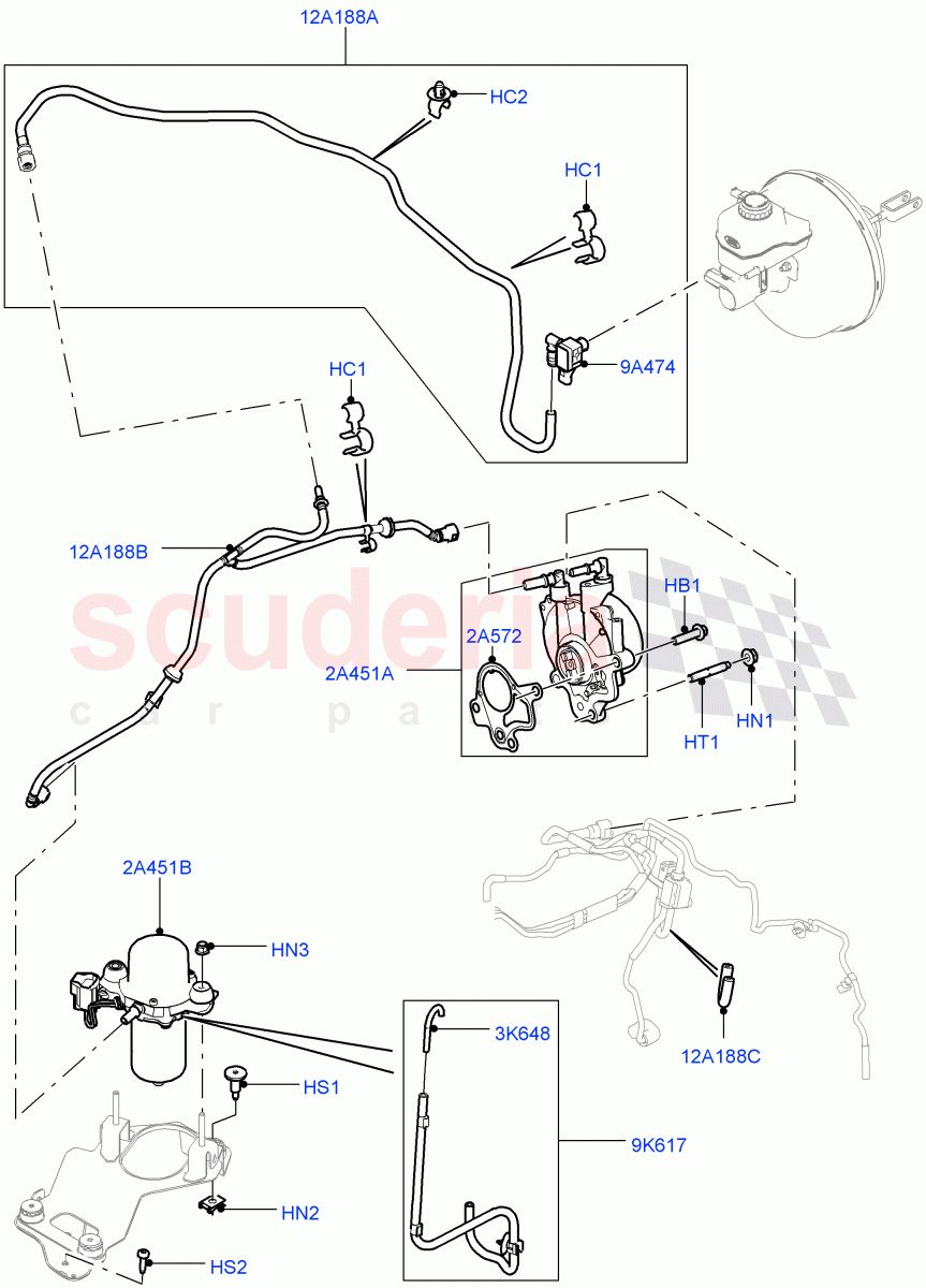 Vacuum Control And Air Injection (Vacuum Pump And Hoses) (3.0 V6 D Gen2 Twin Turbo, 8 Speed Auto Trans ZF 8HP70 HEV 4WD, LHD, 3.0 V6 Diesel Electric Hybrid Eng, 3.0 V6 D Gen2 Mono Turbo) ((V) FROMHA000001) of Land Rover Land Rover Range Rover Sport (2014+) [3.0 Diesel 24V DOHC TC]