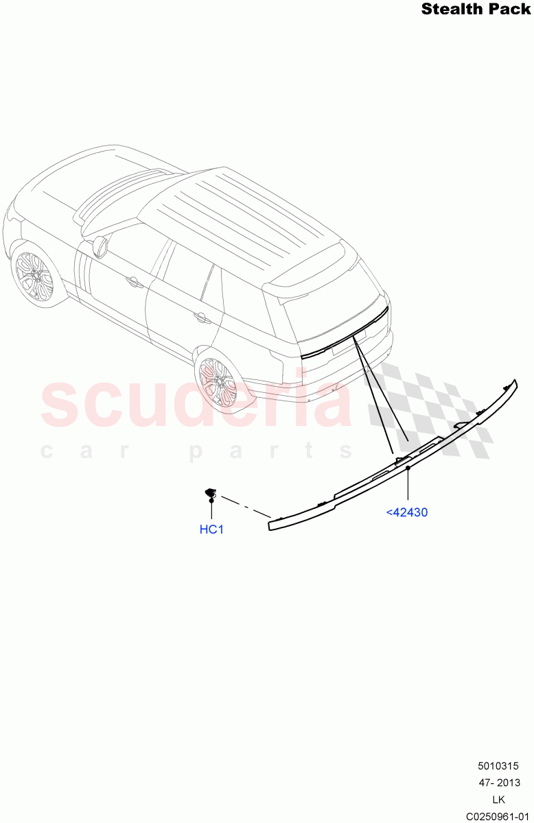 Luggage Compartment Door (Stealth Pack, Finisher And Seals) (With Black Gloss Grille) ((V) FROMEA000001, (V) TOHA999999) of Land Rover Land Rover Range Rover (2012-2021) [5.0 OHC SGDI NA V8 Petrol]