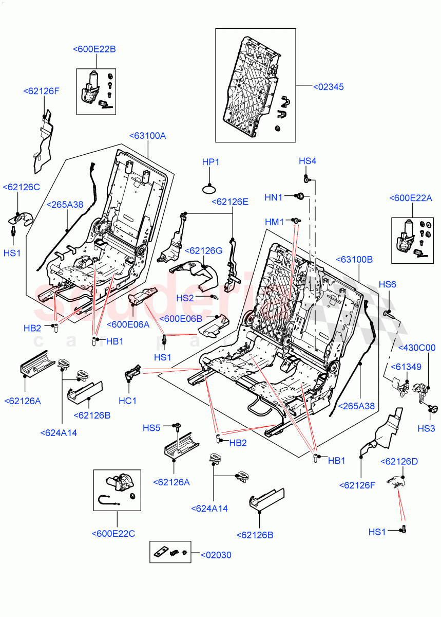 Rear Seat Base (Solihull Plant Build) (Version - Core, 60/40 Load Through With Slide) ((V) FROMHA000001) of Land Rover Land Rover Discovery 5 (2017+) [3.0 I6 Turbo Petrol AJ20P6]