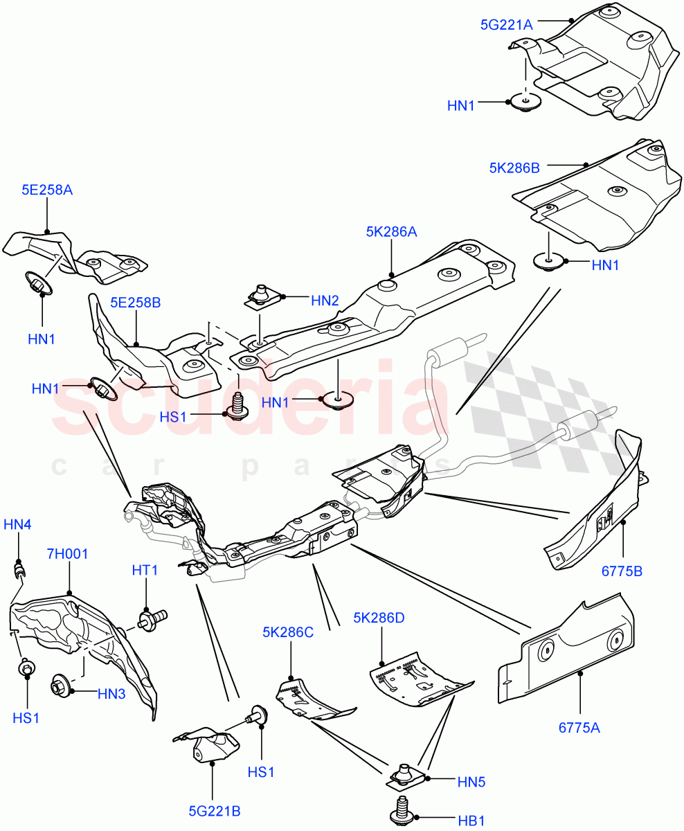 Heat Shields - Exhaust System (3.0 V6 Diesel) ((V) FROMAA000001) of Land Rover Land Rover Discovery 4 (2010-2016) [3.0 Diesel 24V DOHC TC]