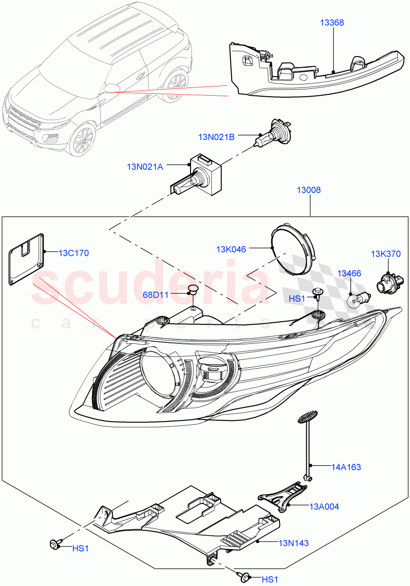 Headlamps And Front Flasher Lamps (Changsu (China)) ((V) FROMEG000001) of Land Rover Land Rover Range Rover Evoque (2012-2018) [2.0 Turbo Diesel]