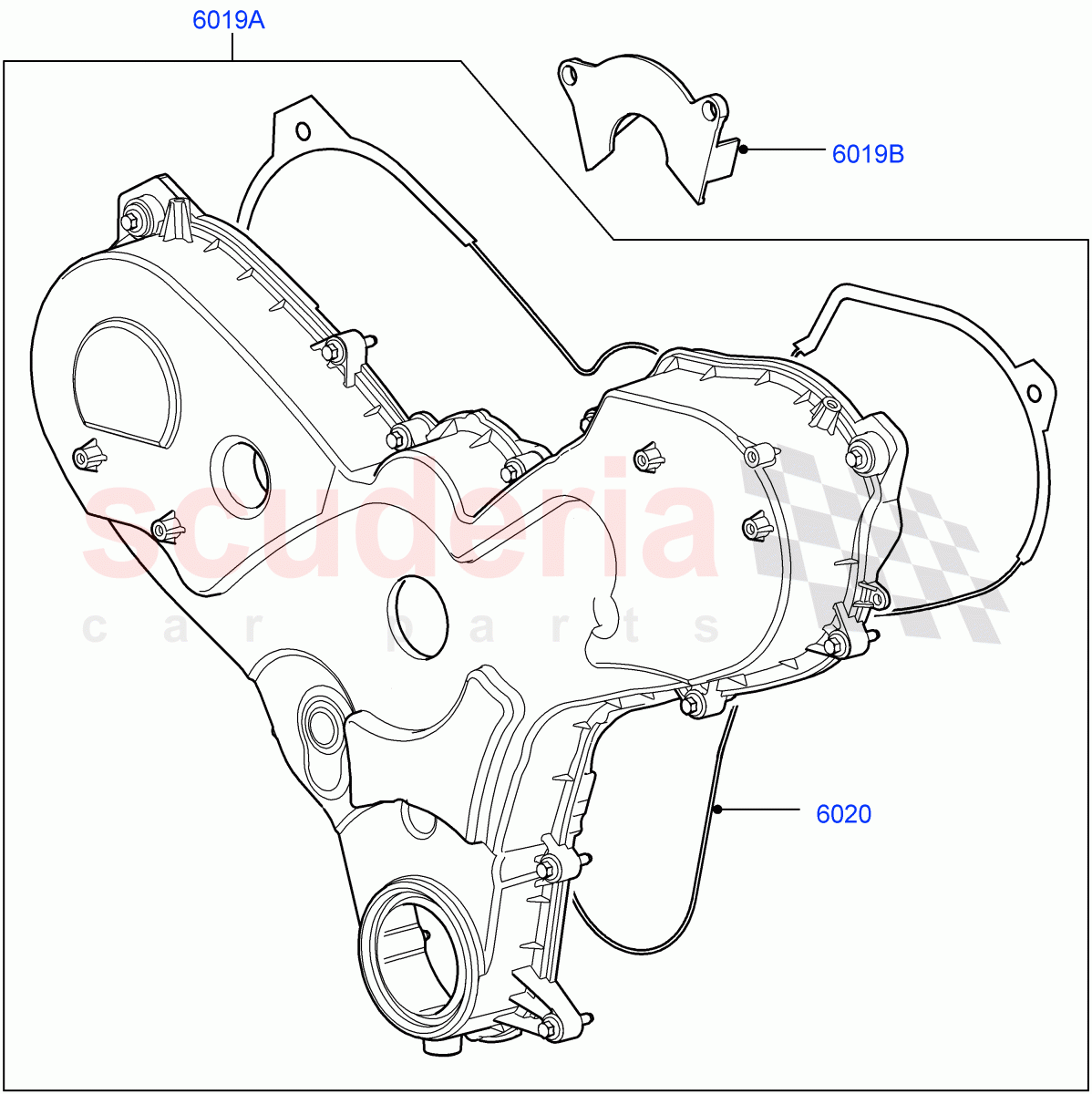 Timing Gear Covers (Solihull Plant Build) (3.0 V6 Diesel) ((V) FROMAA000001) of Land Rover Land Rover Range Rover Sport (2014+) [3.0 Diesel 24V DOHC TC]