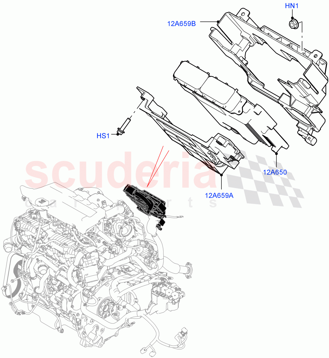 Engine Modules And Sensors (1.5L AJ20P3 Petrol High, 8 Speed Automatic Trans 8G30, Changsu (China), 1.5L AJ20P3 Petrol High PHEV) of Land Rover Land Rover Range Rover Evoque (2019+) [1.5 I3 Turbo Petrol AJ20P3]