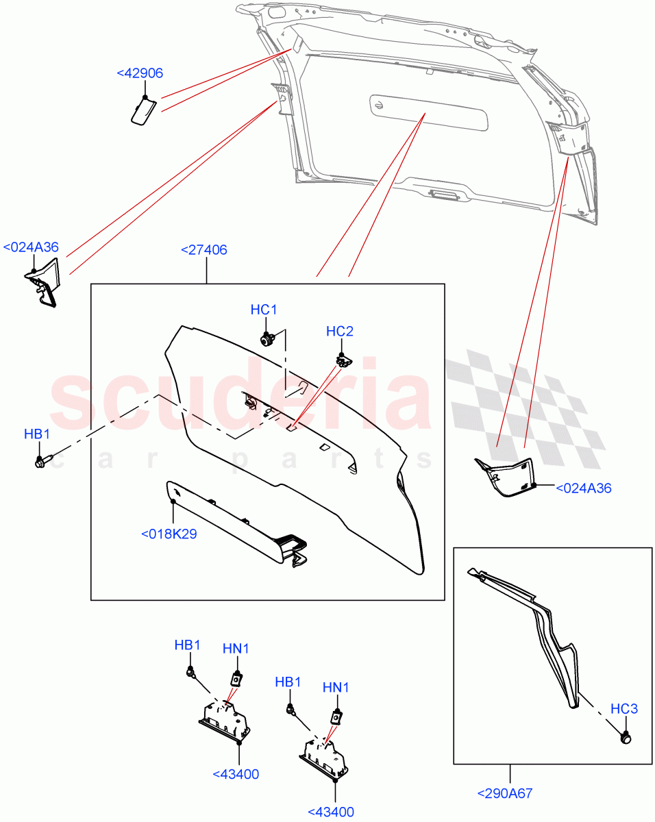 Back Door/Tailgate Trim Panels (Halewood (UK)) of Land Rover Land Rover Range Rover Evoque (2019+) [2.0 Turbo Diesel]