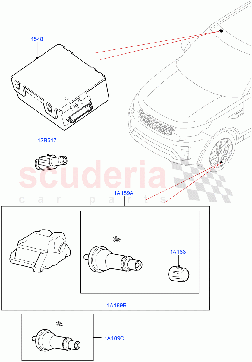 Tyre Pressure Monitor System (Nitra Plant Build) ((V) FROMM2450630) of Land Rover Land Rover Discovery 5 (2017+) [2.0 Turbo Petrol AJ200P]