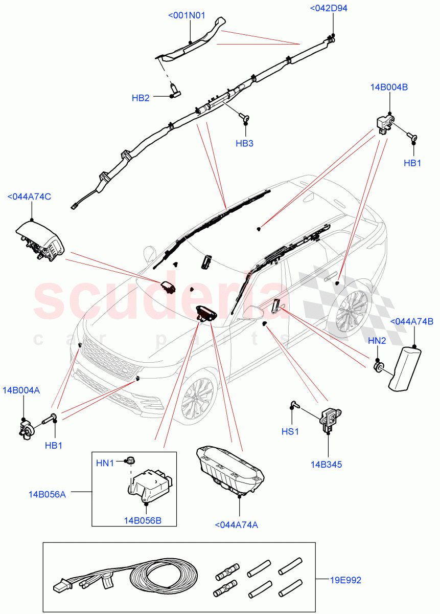 Airbag System (Airbag Modules) of Land Rover Land Rover Range Rover Velar (2017+) [3.0 DOHC GDI SC V6 Petrol]