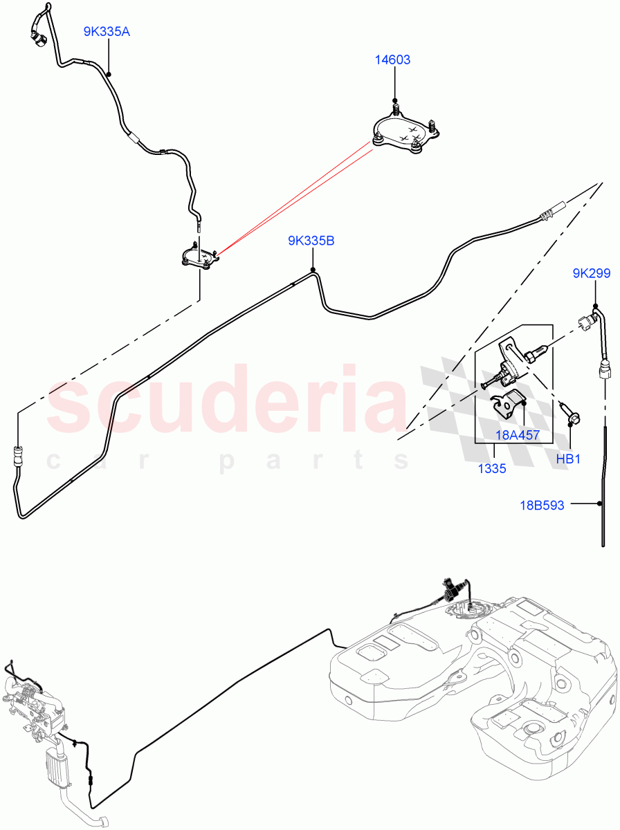 Auxiliary Fuel Fired Pre-Heater (Nitra Plant Build, Heater Fuel Supply) (With Fuel Fired Heater, Fuel Heater W/Pk Heat With Remote, Fuel Fired Heater With Park Heat) ((V) FROMK2000001) of Land Rover Land Rover Discovery 5 (2017+) [3.0 I6 Turbo Diesel AJ20D6]