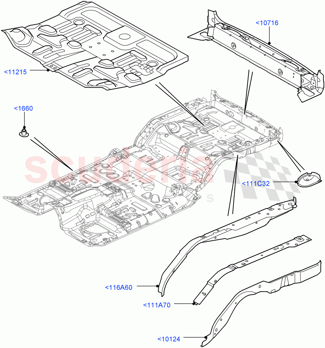 Floor Pan - Centre And Rear ((V) FROMAA000001) of Land Rover Land Rover Range Rover Sport (2010-2013) [5.0 OHC SGDI NA V8 Petrol]