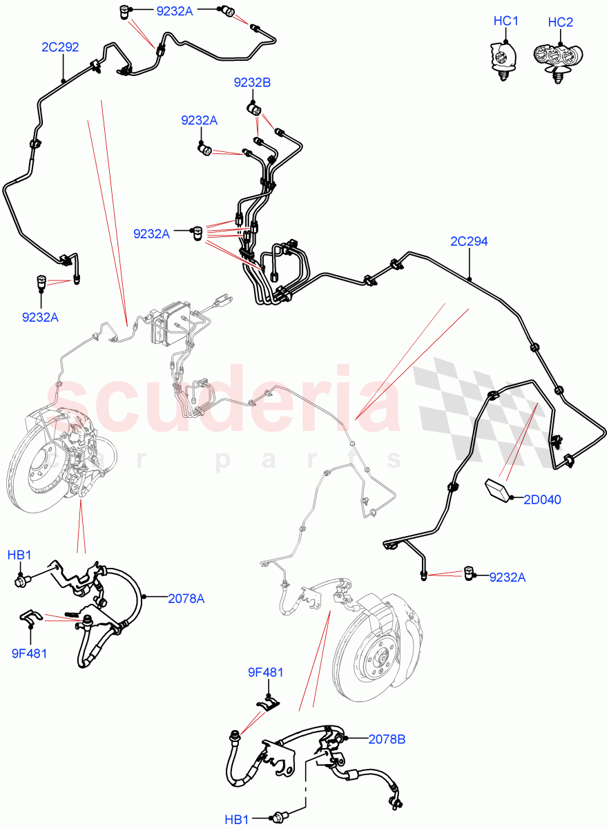 Front Brake Pipes (Nitra Plant Build) (RHD) ((V) FROMM2000001) of Land Rover Land Rover Discovery 5 (2017+) [3.0 I6 Turbo Petrol AJ20P6]