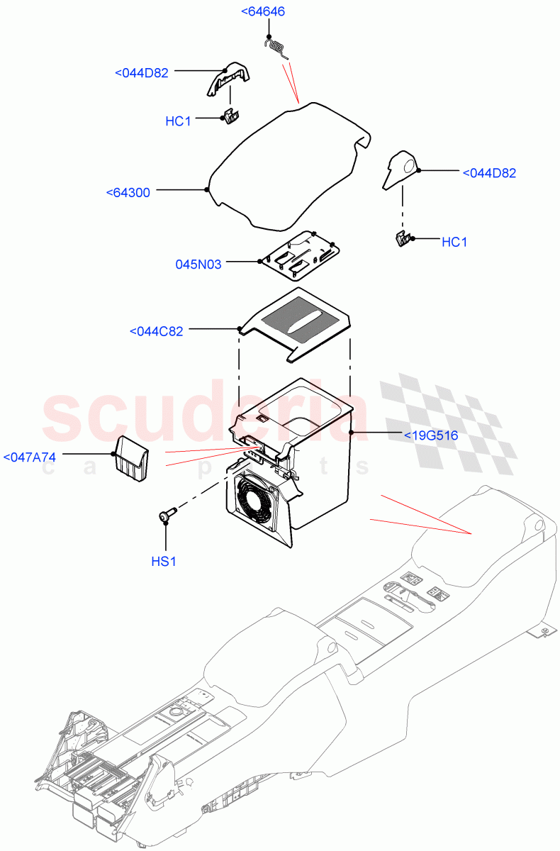 Console - Floor (Rear, For Stowage Boxes And Lids) (With 40/40 Split Individual Rr Seat) of Land Rover Land Rover Range Rover (2012-2021) [3.0 DOHC GDI SC V6 Petrol]