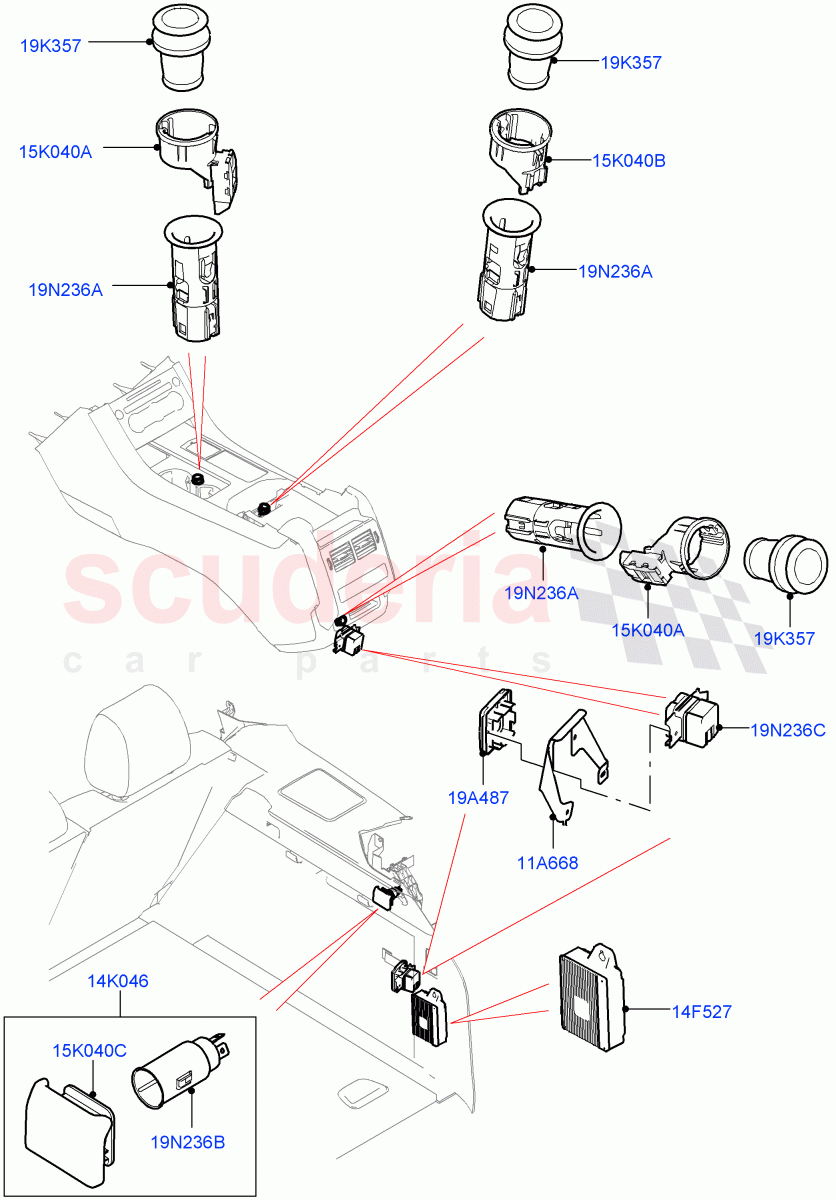 Auxiliary Electrical Power Points of Land Rover Land Rover Range Rover Sport (2014+) [3.0 DOHC GDI SC V6 Petrol]