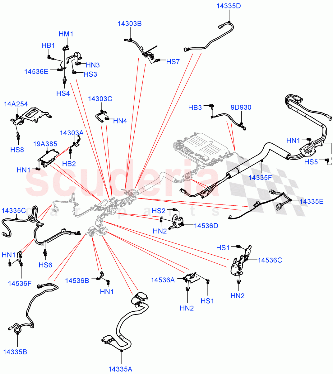 Hybrid Electrical Modules (HV Junction Box, HV Cables) (2.0L AJ200P Hi PHEV) ((V) FROMJA000001) of Land Rover Land Rover Range Rover Sport (2014+) [3.0 I6 Turbo Petrol AJ20P6]