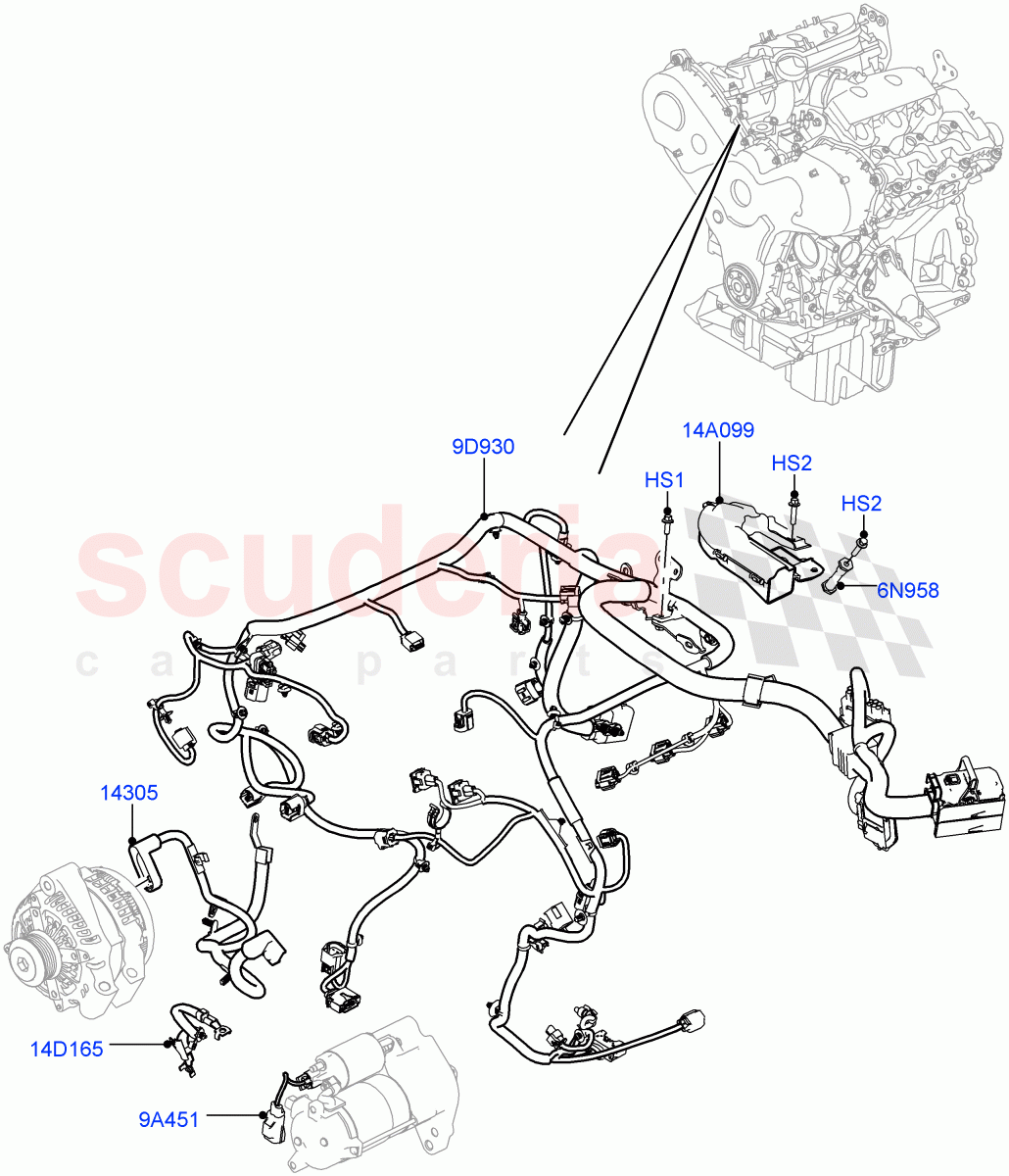 Electrical Wiring - Engine And Dash (3.0L 24V V6 Turbo Diesel Std Flow, 3.0L 24V DOHC V6 TC Diesel) of Land Rover Land Rover Range Rover (2012-2021) [3.0 Diesel 24V DOHC TC]