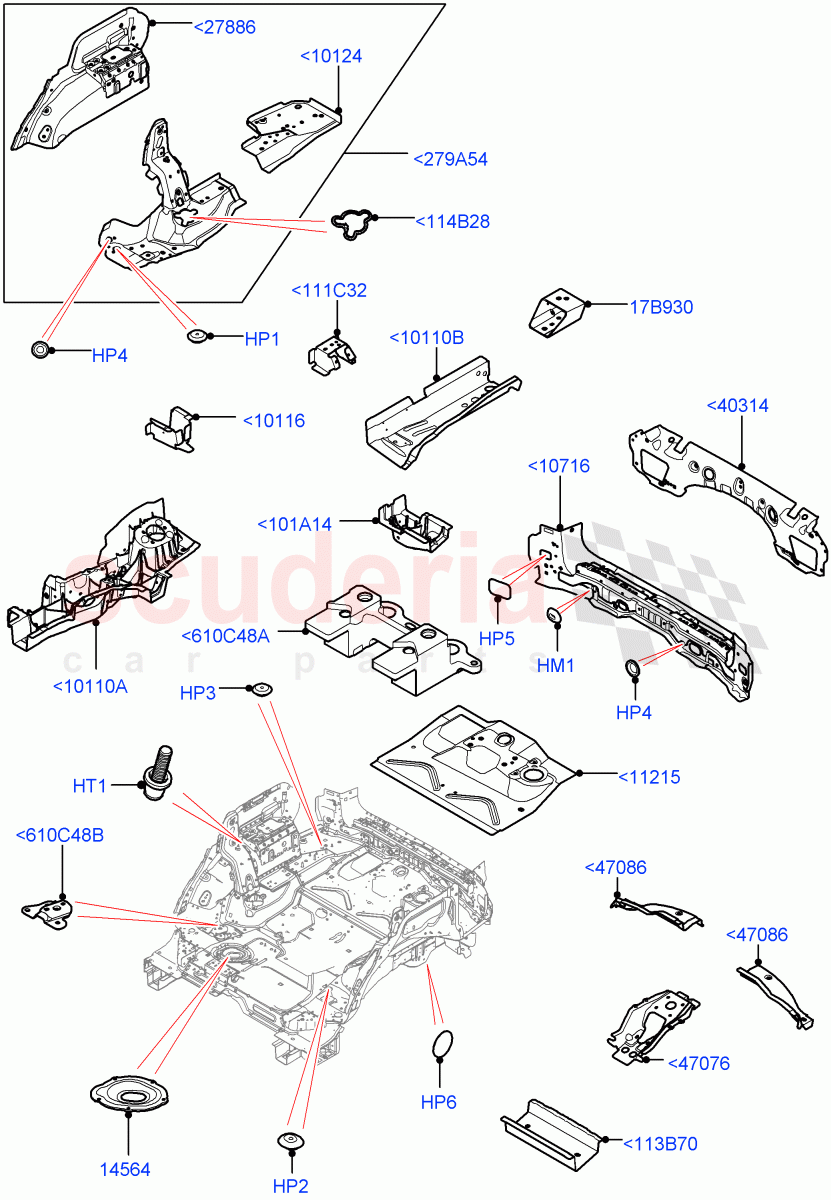 Floor Pan - Centre And Rear (Nitra Plant Build) ((V) FROMK2000001) of Land Rover Land Rover Discovery 5 (2017+) [3.0 Diesel 24V DOHC TC]