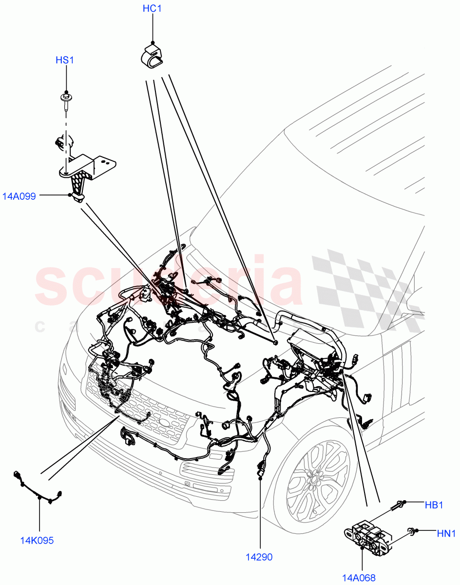 Electrical Wiring - Engine And Dash (Engine Compartment) ((V) FROMFA000001, (V) TOGA999999) of Land Rover Land Rover Range Rover (2012-2021) [5.0 OHC SGDI SC V8 Petrol]