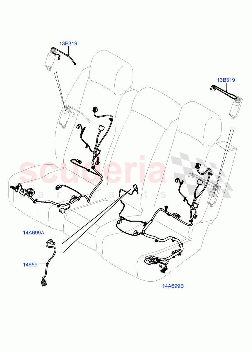 Wiring - Seats (Rear Seats) ((V) TOHA999999) of Land Rover Land Rover Range Rover (2012-2021) [3.0 Diesel 24V DOHC TC]