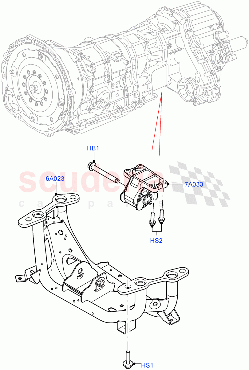 Transmission Mounting (Nitra Plant Build) (5.0 Petrol AJ133 DOHC CDA) ((V) FROMM2000001) of Land Rover Land Rover Defender (2020+) [2.0 Turbo Petrol AJ200P]