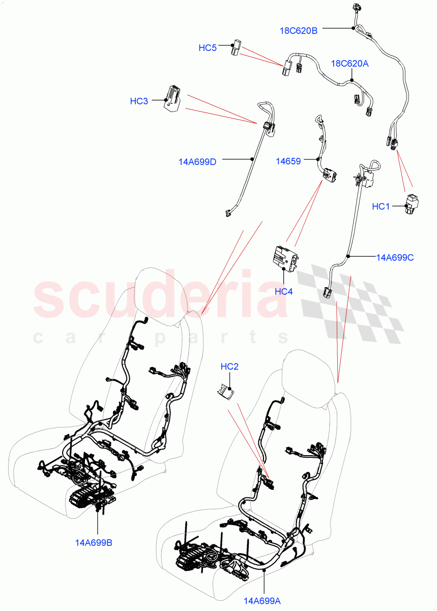 Wiring - Seats (Front Seats) ((V) FROMKA000001) of Land Rover Land Rover Range Rover (2012-2021) [5.0 OHC SGDI NA V8 Petrol]