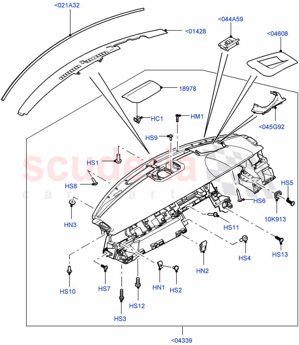 Instrument Panel (Upper, External) (Halewood (UK), Head Up Display) ((V) FROMFH000001) of Land Rover Land Rover Range Rover Evoque (2012-2018) [2.0 Turbo Diesel]