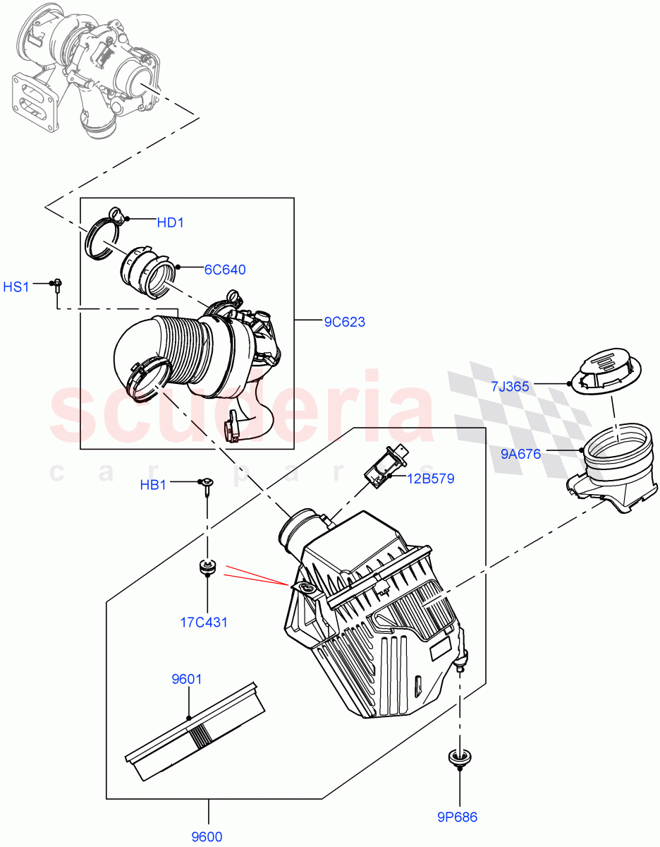 Air Cleaner (2.0L AJ20P4 Petrol E100 PTA, Itatiaia (Brazil)) ((V) FROMLT000001) of Land Rover Land Rover Discovery Sport (2015+) [2.0 Turbo Petrol AJ200P]