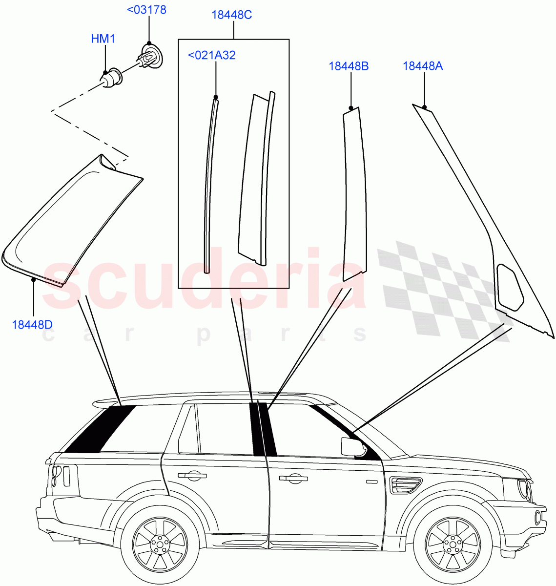 Rear Doors, Hinges & Weatherstrips (Less Armoured) ((V) FROMAA000001) of Land Rover Land Rover Range Rover Sport (2010-2013) [5.0 OHC SGDI NA V8 Petrol]