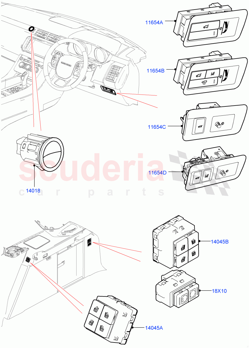Switches (Auxiliary Unit) of Land Rover Land Rover Range Rover Sport (2014+) [3.0 DOHC GDI SC V6 Petrol]