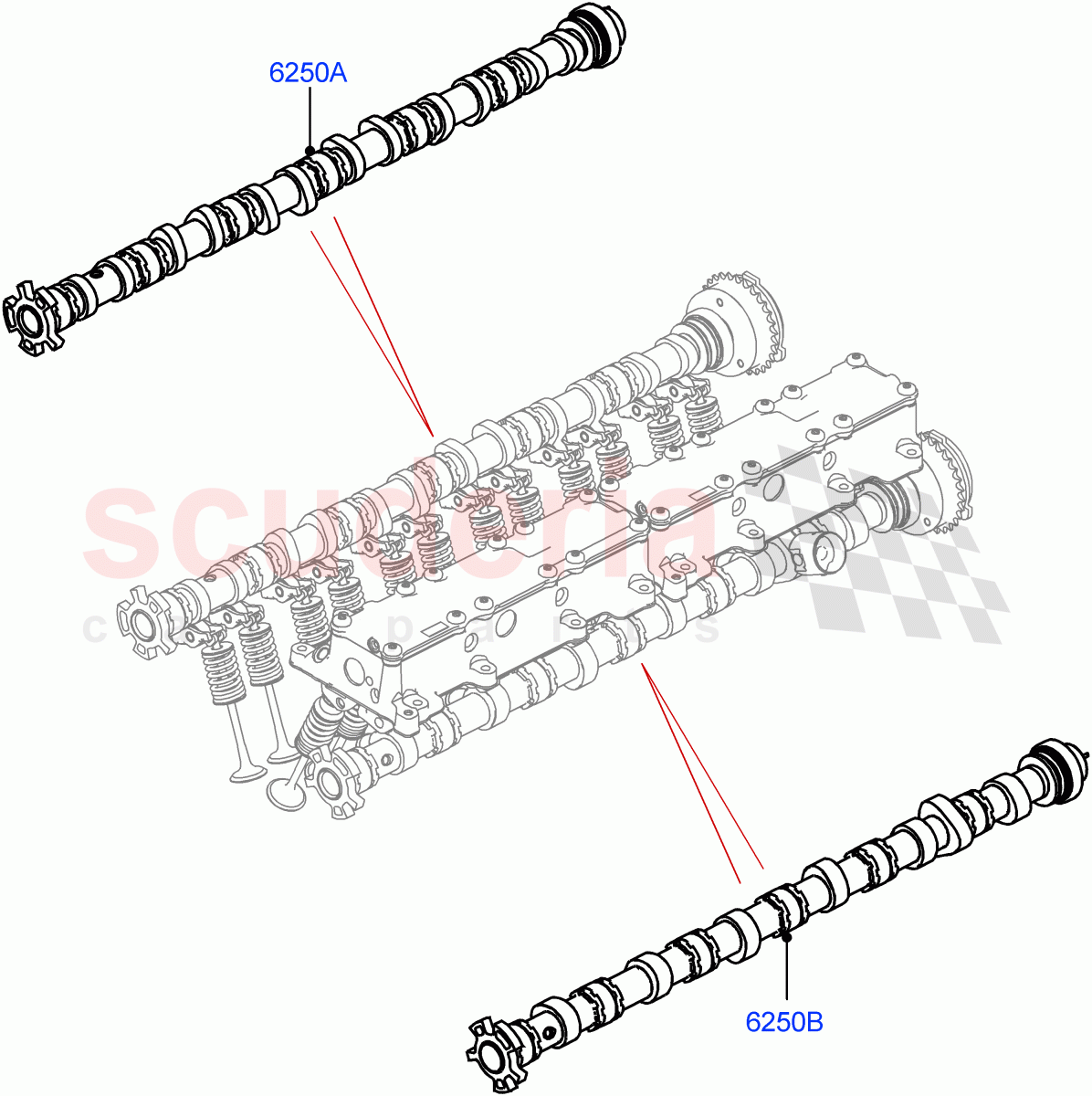 Camshaft (3.0L AJ20P6 Petrol High) ((V) FROMKA000001) of Land Rover Land Rover Range Rover Sport (2014+) [3.0 I6 Turbo Petrol AJ20P6]