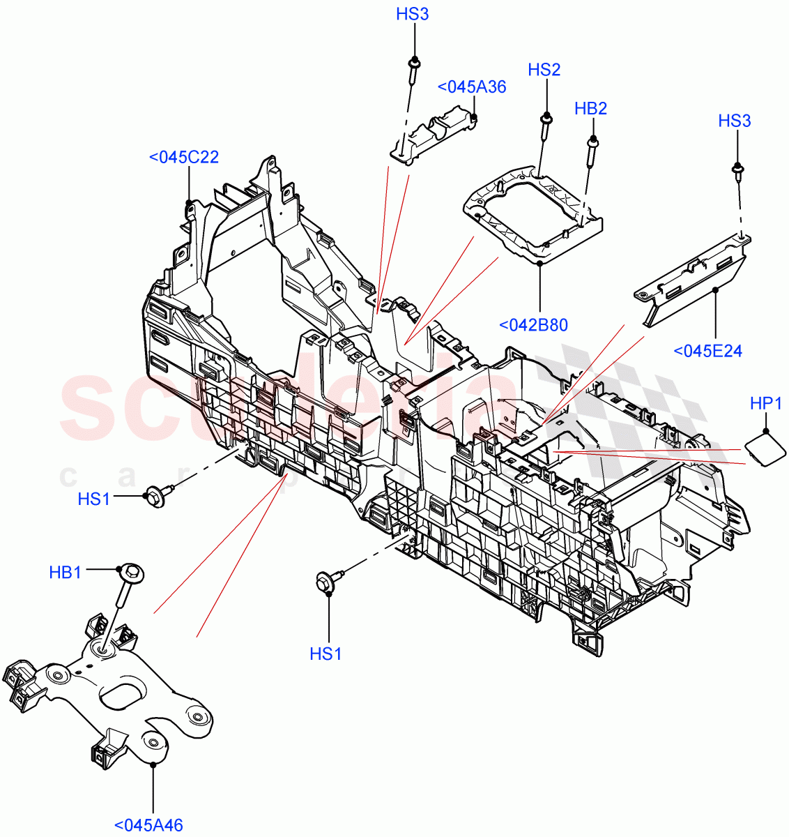 Console - Floor (Internal Components) (Halewood (UK)) of Land Rover Land Rover Range Rover Evoque (2019+) [2.0 Turbo Diesel AJ21D4]
