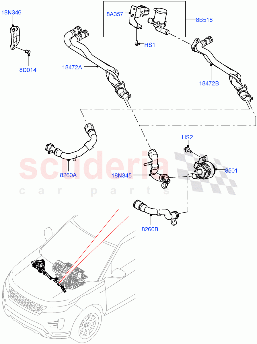 Heater Hoses (2.0L AJ21D4 Diesel Mid, Halewood (UK)) ((V) FROMMH000001) of Land Rover Land Rover Range Rover Evoque (2019+) [2.0 Turbo Petrol AJ200P]
